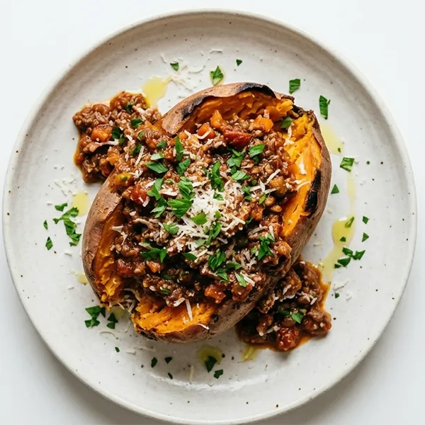 Beef A La Bolognese With Jacket Sweet Potato